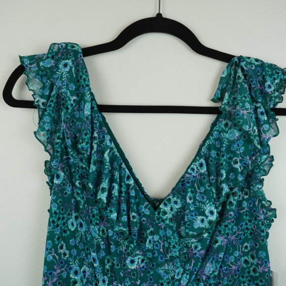 Donna Morgan Dress Green and Blue Maxi Sleeveless Size 10 - Picture 5 of 11